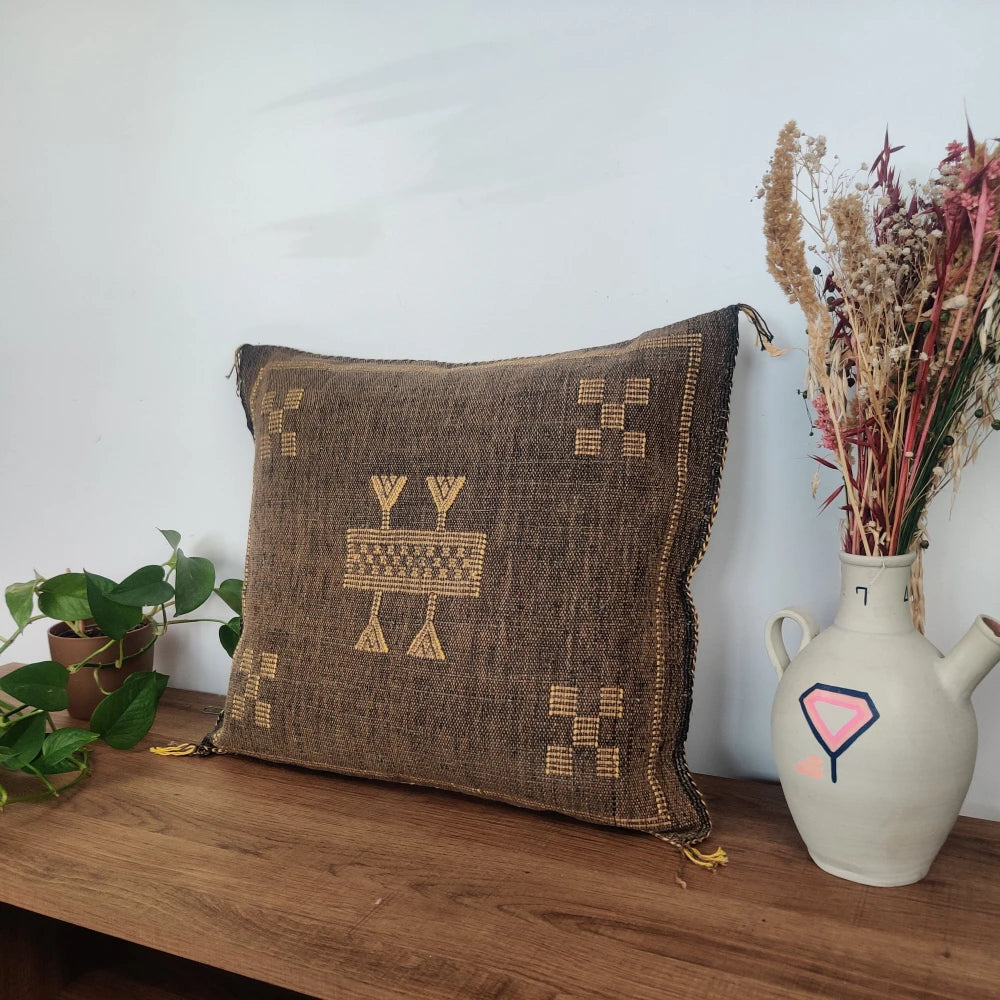 Coussin Sabra marron chocolat - MAZIR Décoration