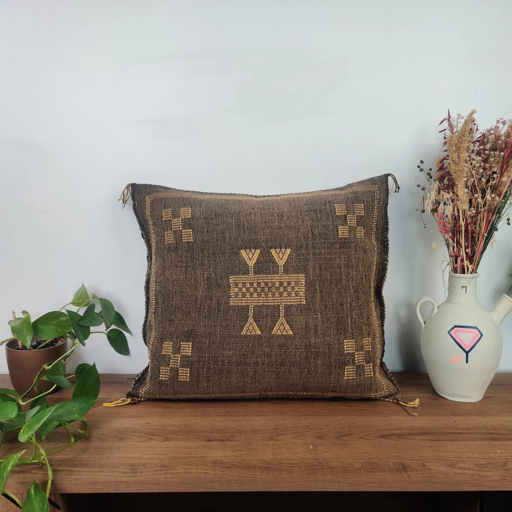 Coussin Sabra marron chocolat - MAZIR Décoration