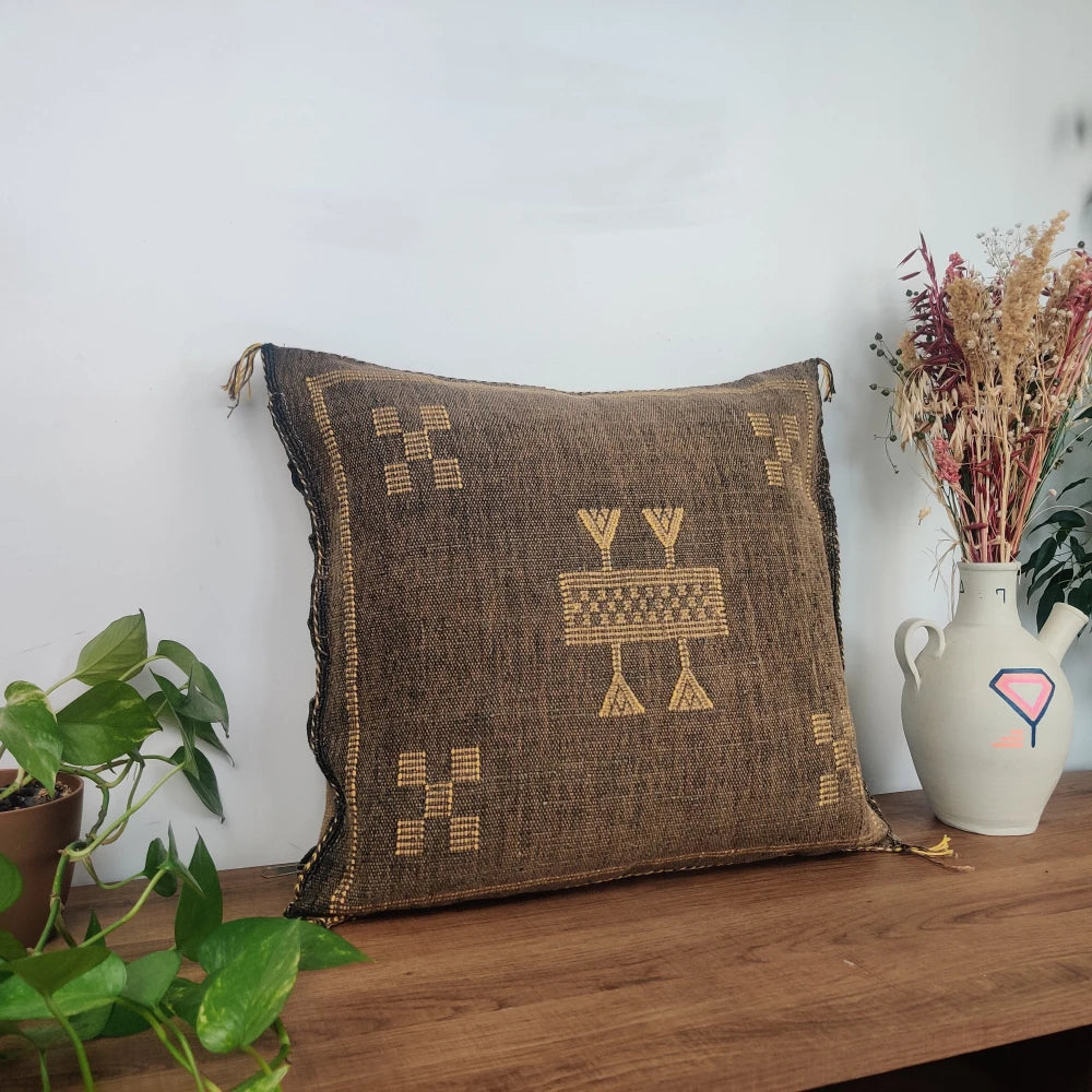 Coussin Sabra marron chocolat - MAZIR Décoration