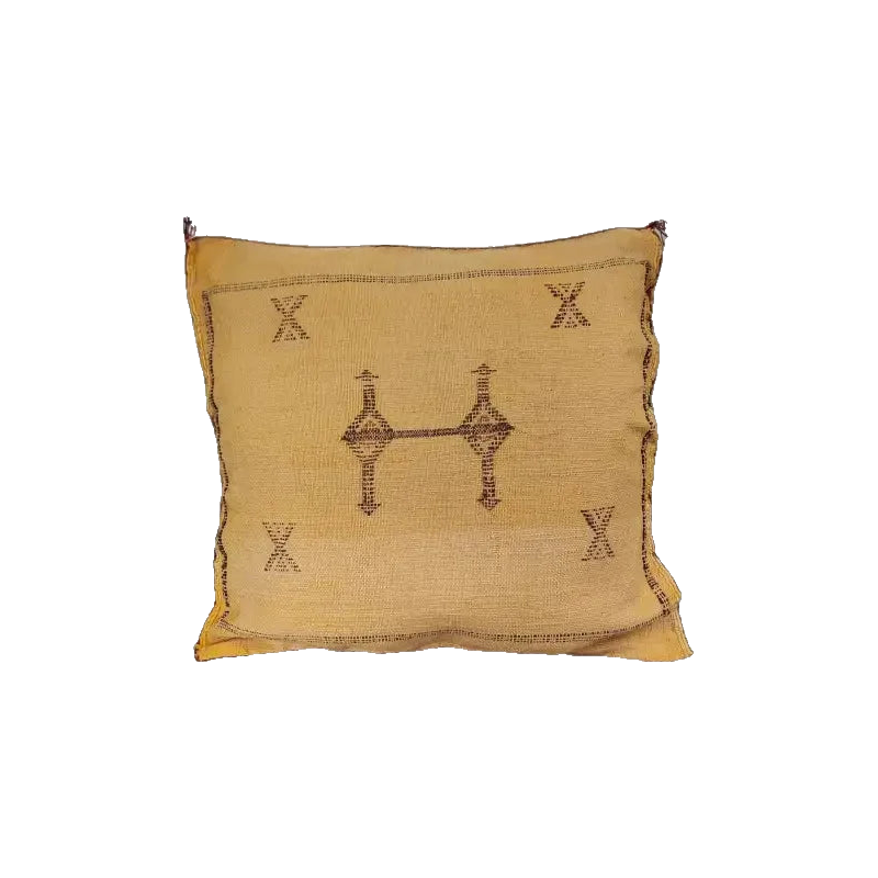 Coussin Sabra jaune naturel en Soie de Cactus