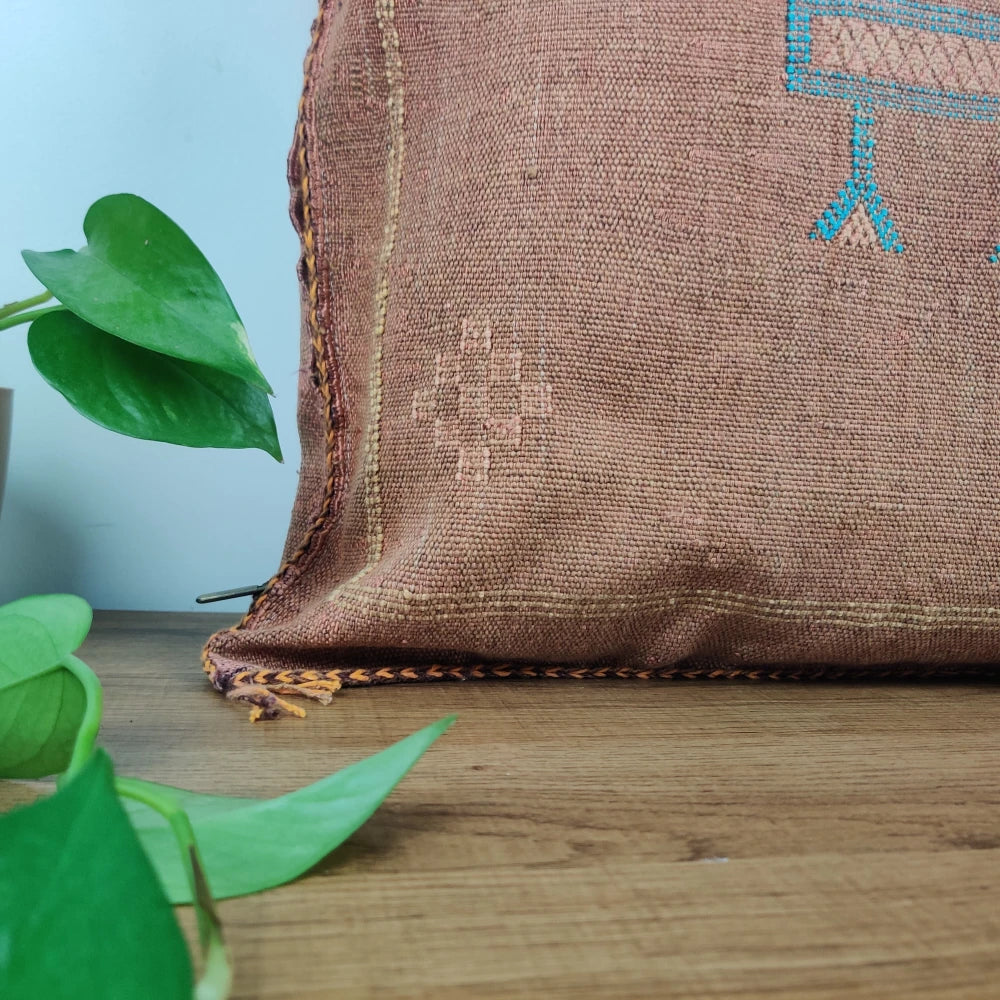 Coussin Sabra Marron <br> Soie de Cactus