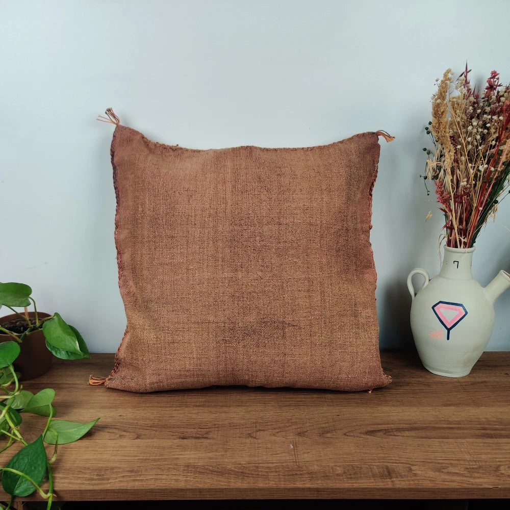 Coussin Sabra Marron <br> Soie de Cactus