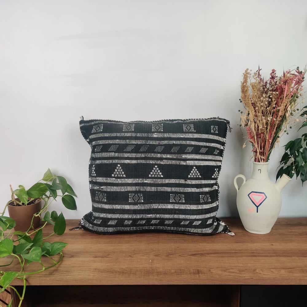Coussin Sabra Noir ethnique - MAZIR Décoration