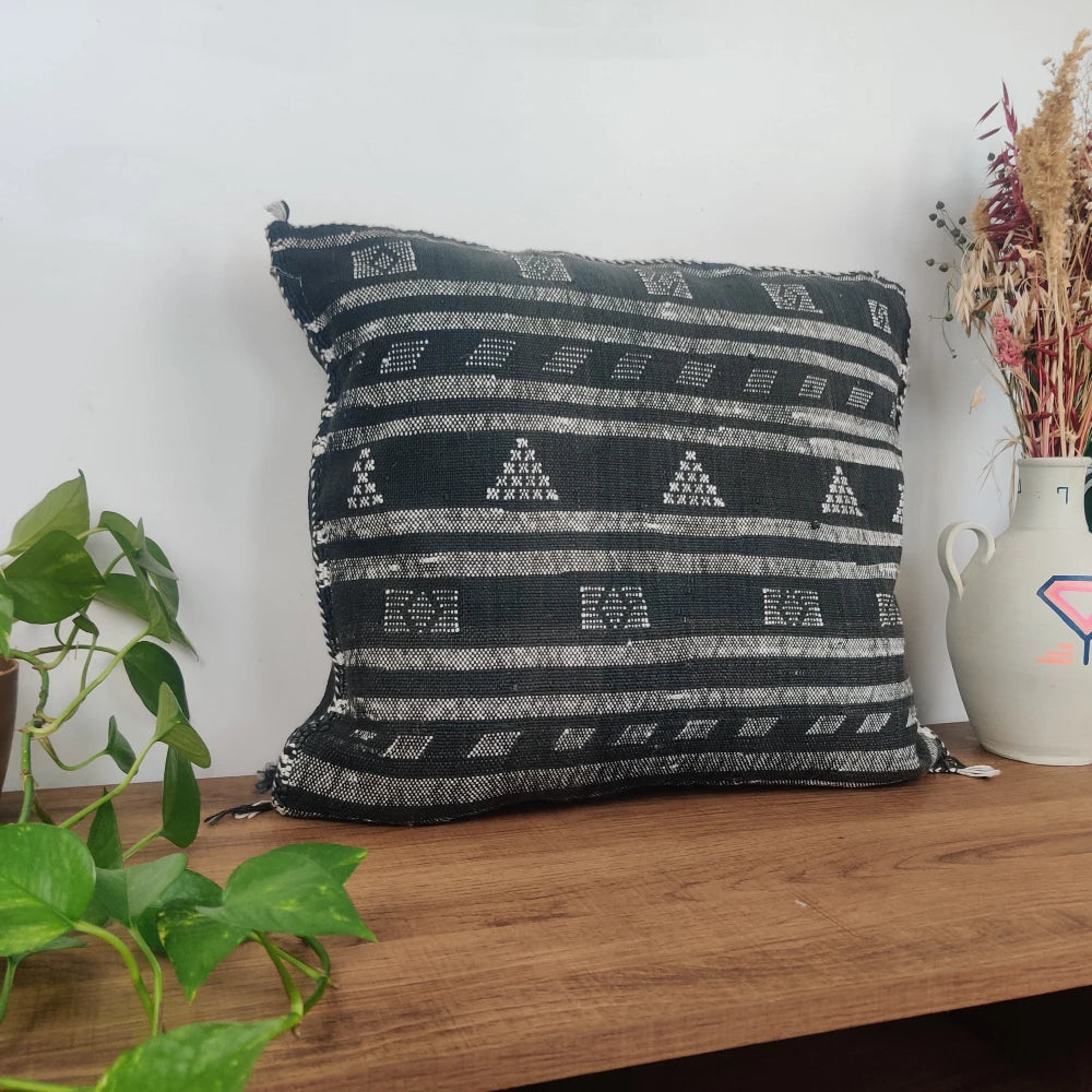 Coussin Sabra Noir ethnique - MAZIR Décoration