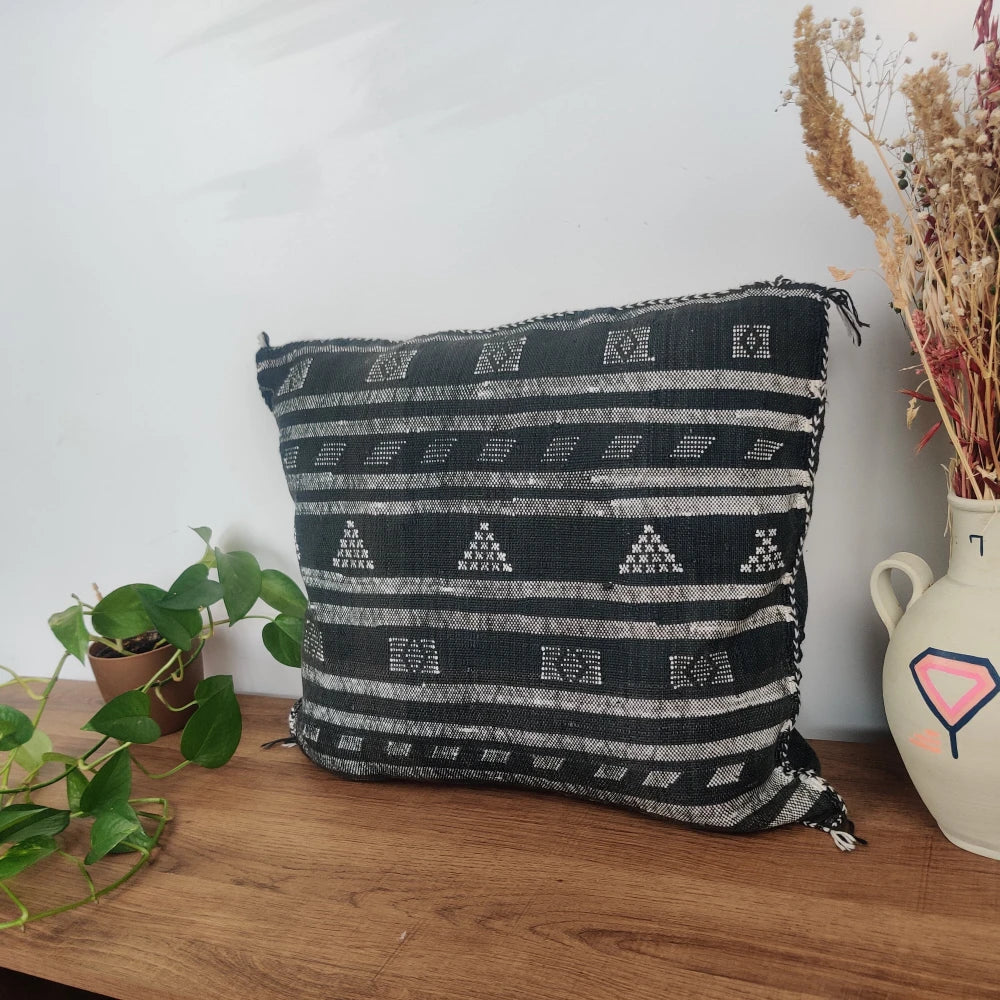 Coussin Sabra Noir ethnique - MAZIR Décoration