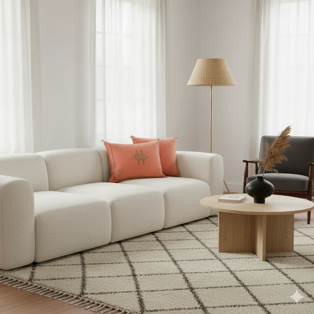 Coussin Sabra orange pâle <br> Soie de Cactus