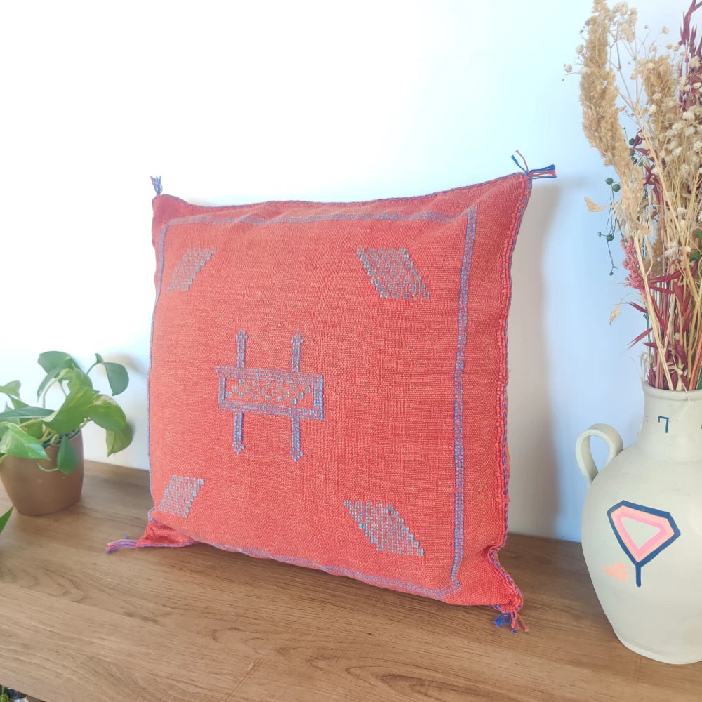 Coussin Sabra Rouge corail - MAZIR Décoration