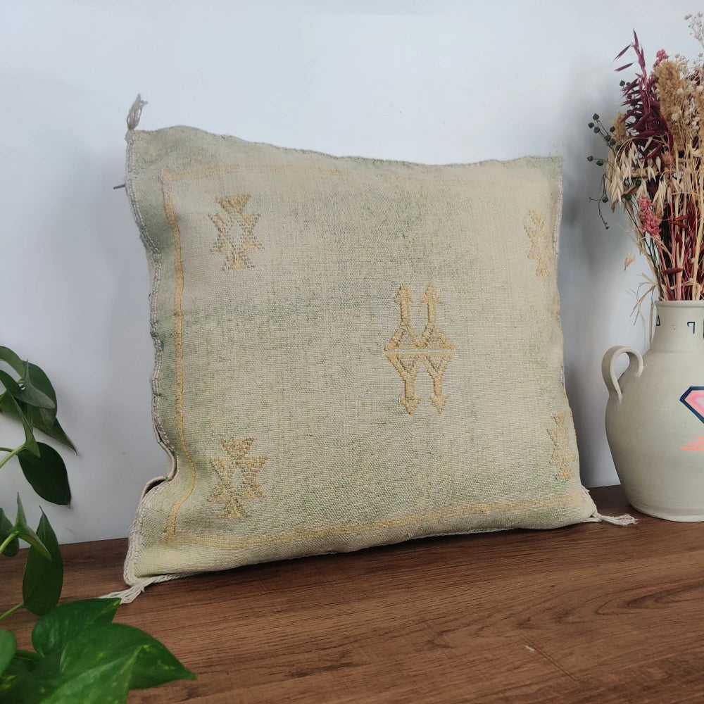 Coussin Sabra Vert vintage naturel