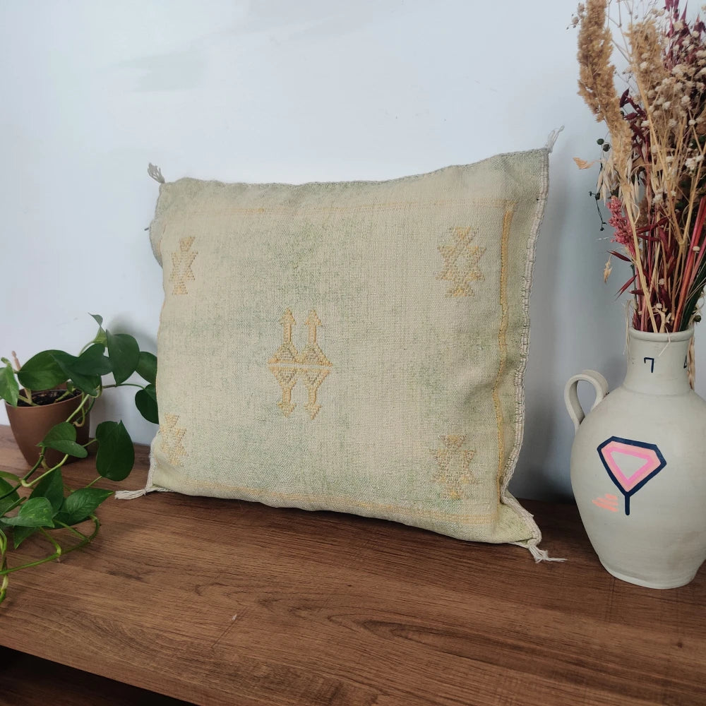 Coussin Sabra Vert vintage naturel