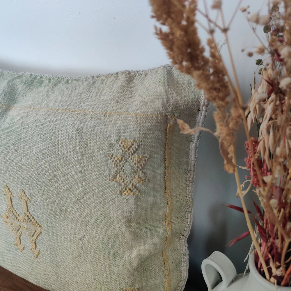 Coussin Sabra Vert vintage naturel