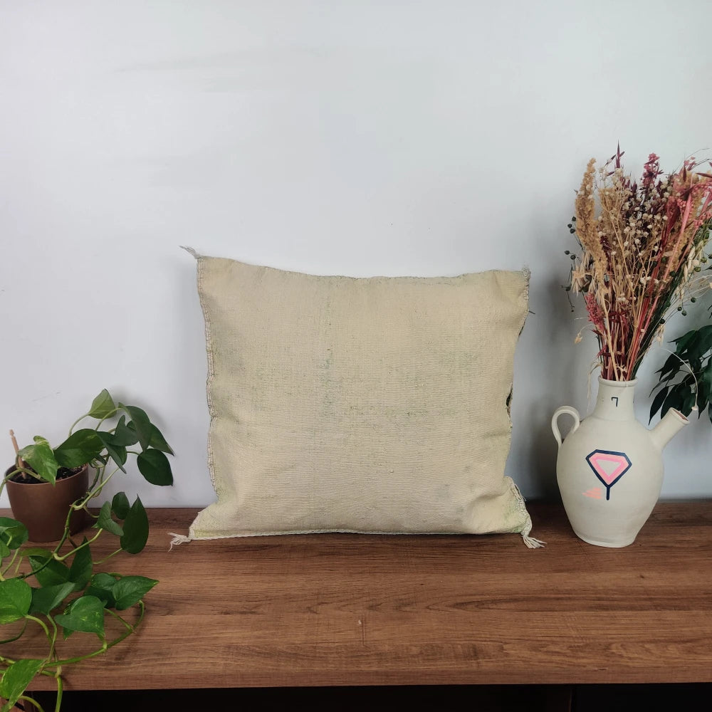 Coussin Sabra Vert vintage naturel