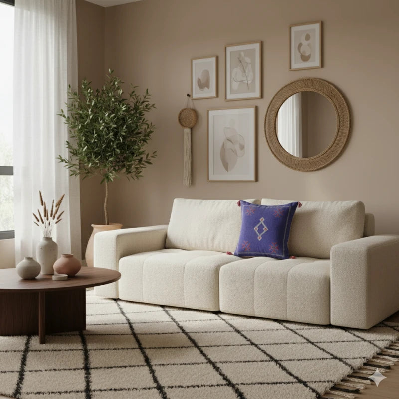 Coussin Sabra violet Vintage <br> Soie de Cactus