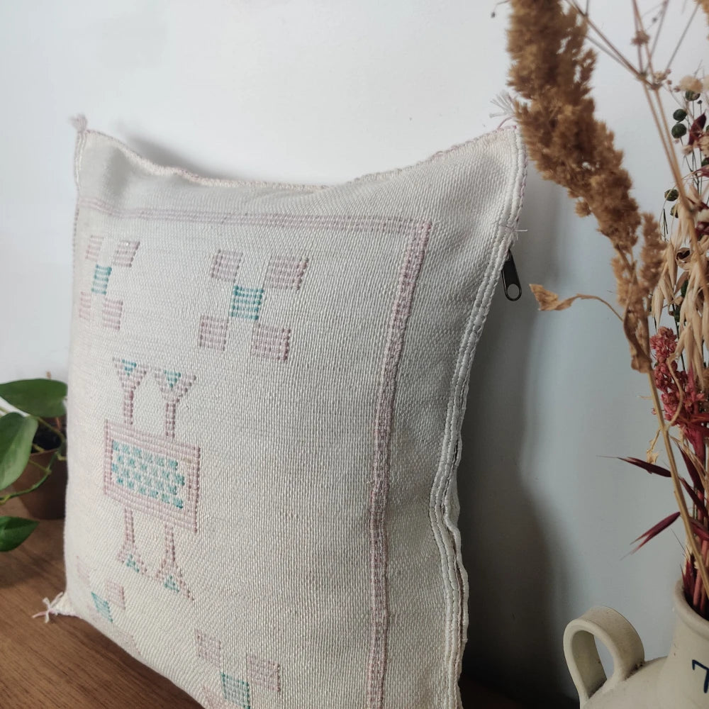 Coussin Soie de Cactus Blanc <br> Coussin Sabra