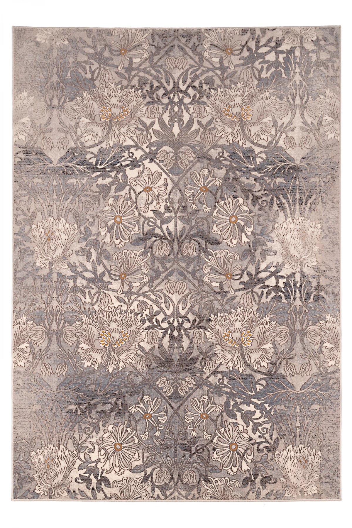 Tapis d'orient gris crème Rima - Laine
