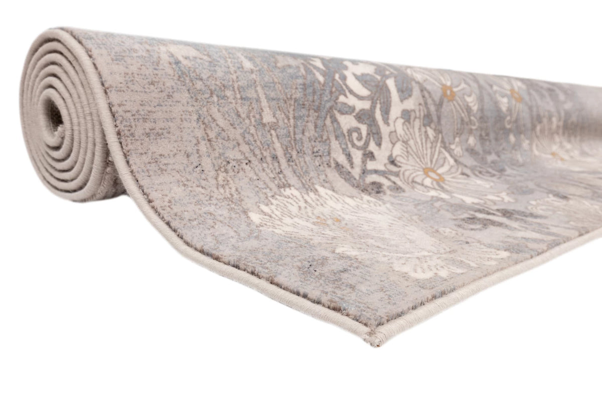 Tapis d'orient gris crème Rima - Laine