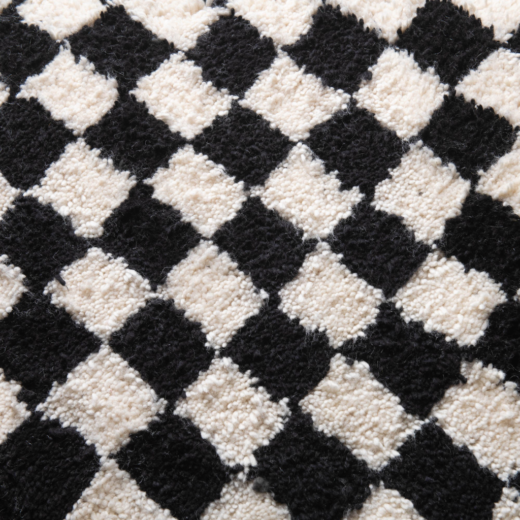Tapis couloir berbère damier noir - Sur mesure
