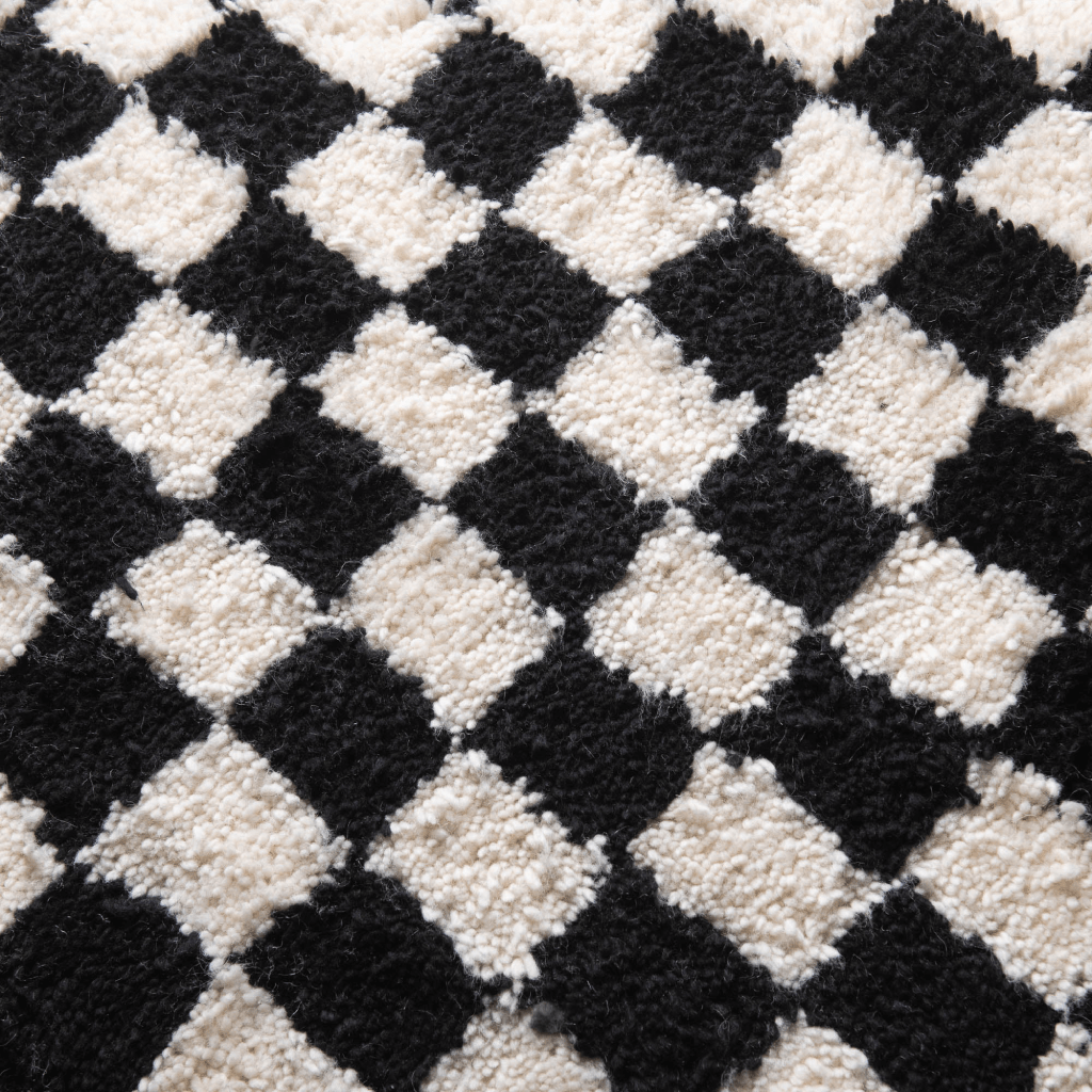 Tapis couloir berbère damier noir - Sur mesure