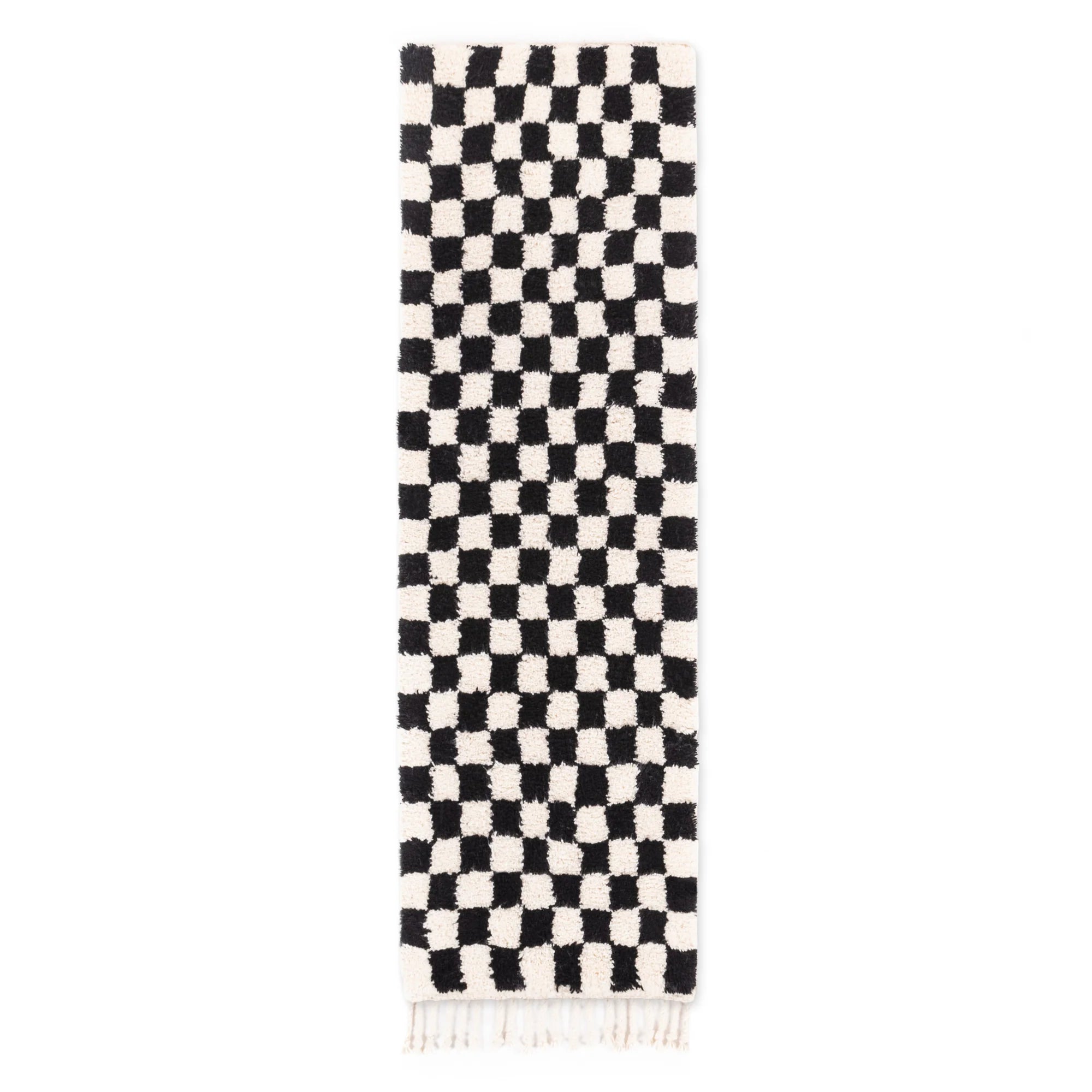 Tapis couloir berbère damier noir - Sur mesure