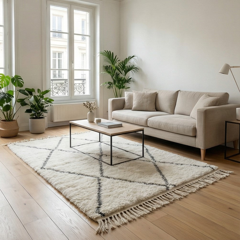 Petit tapis berbère à losanges creusés