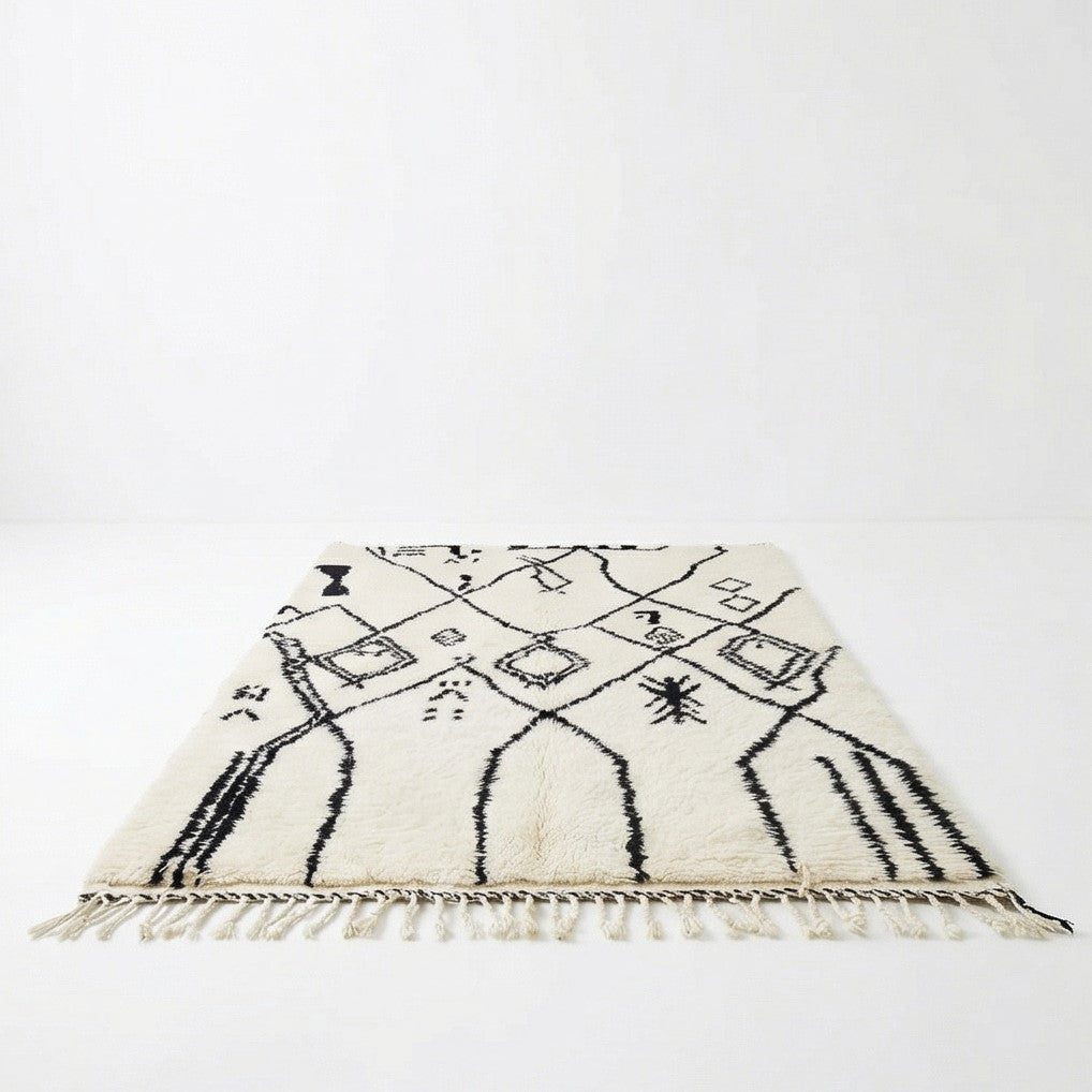 Tapis Azilal motifs berbères noirs