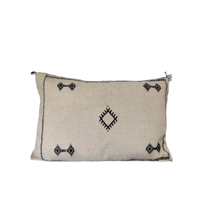 Grand coussin berbère symboles ethniques - Blanc / Kilim -