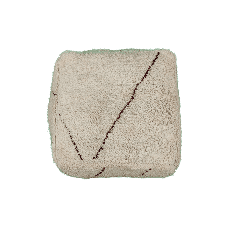 Pouf Berbère fait main blanc de Troyes