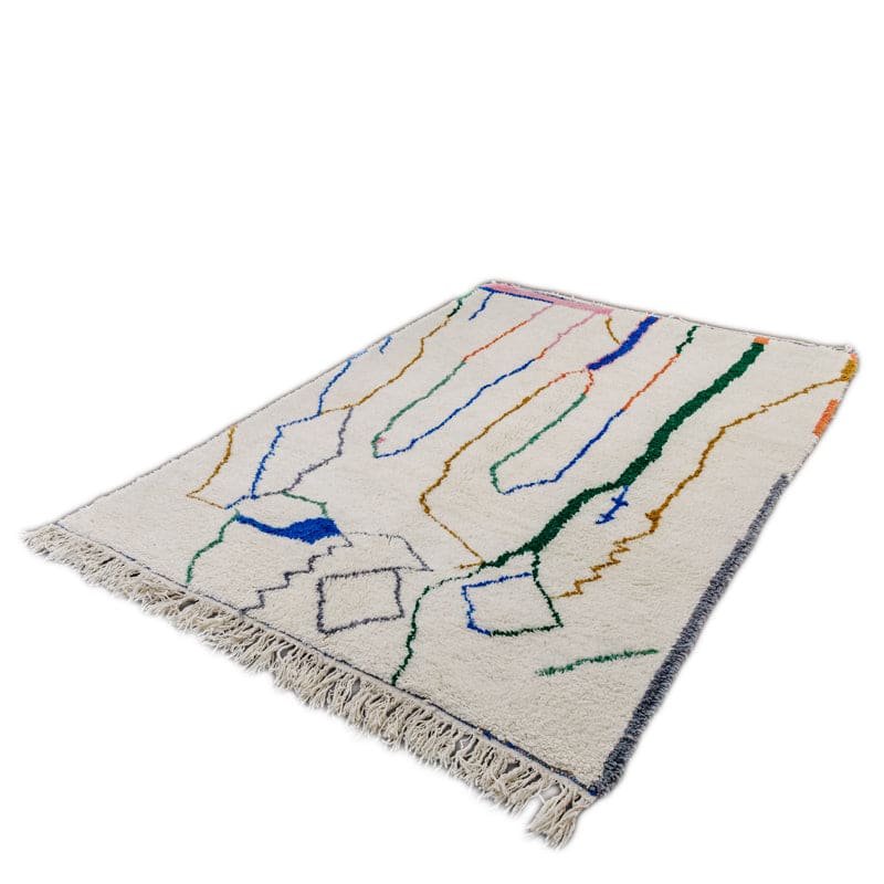 grand tapis boheme fait main coloré