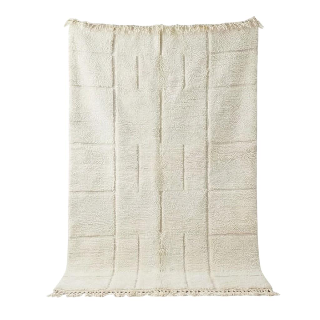 Grand tapis marocain graphique blanc 200x300 cm