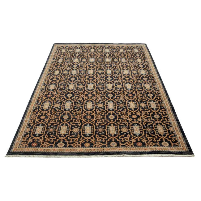 Tapis persan noir symétrique SINA