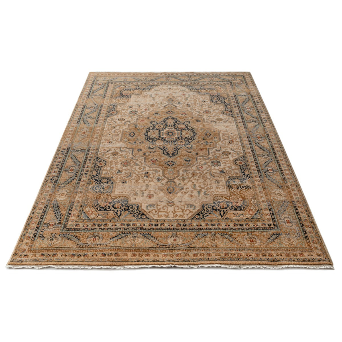 Tapis persan beige et noir SHAKU - MAZIR Décoration