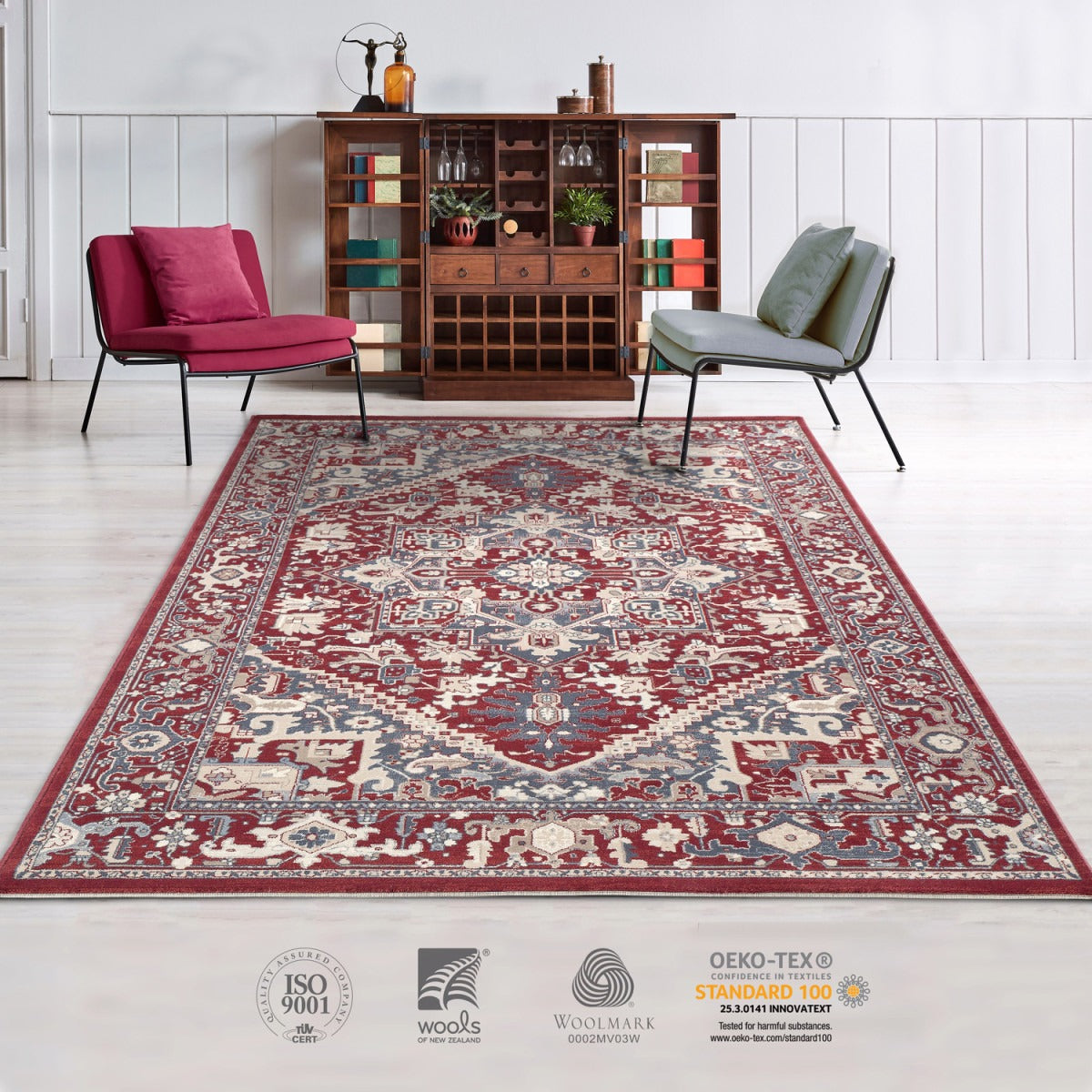 Tapis Oriental Rouge en Laine YURI