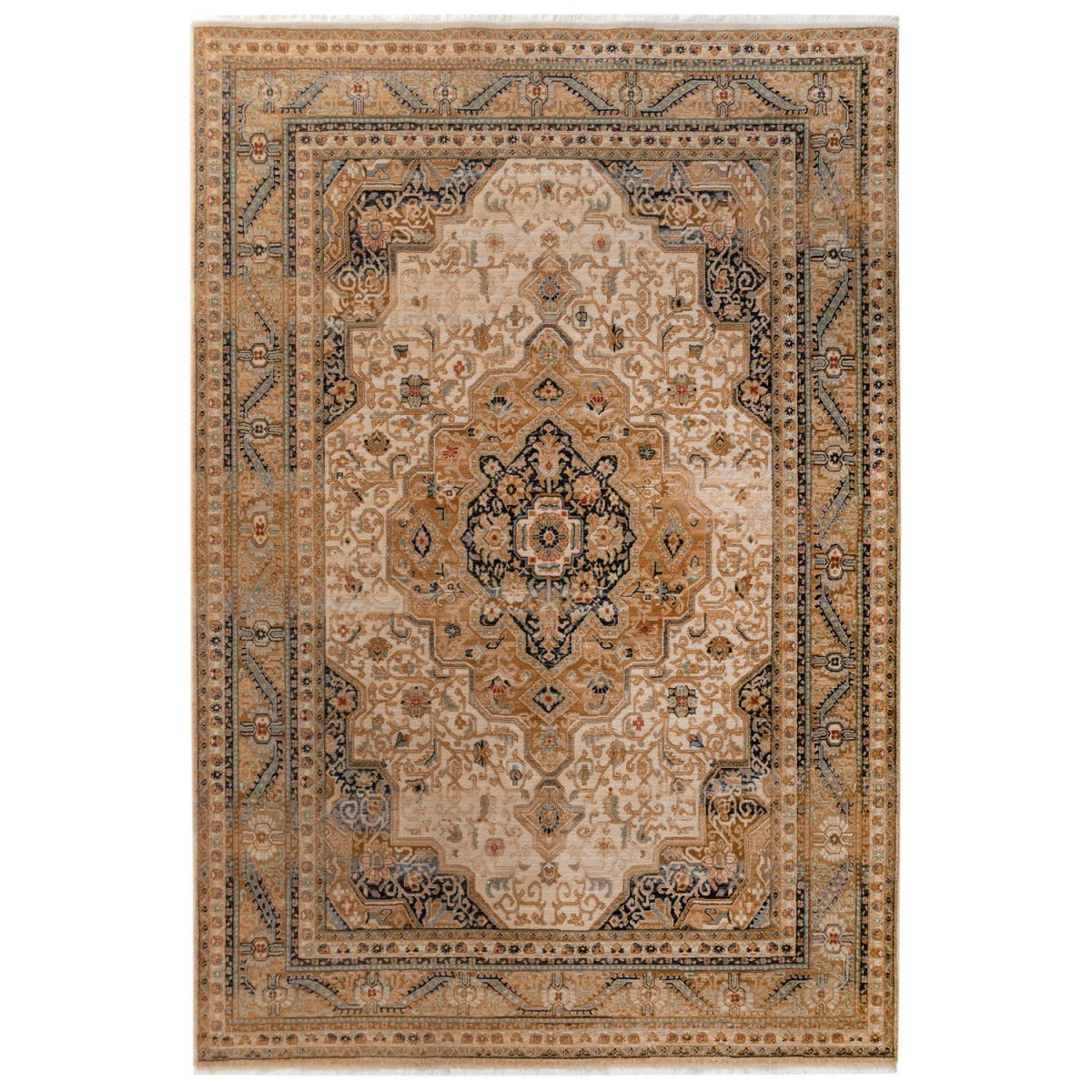 Tapis persan beige et noir SHAKU - MAZIR Décoration