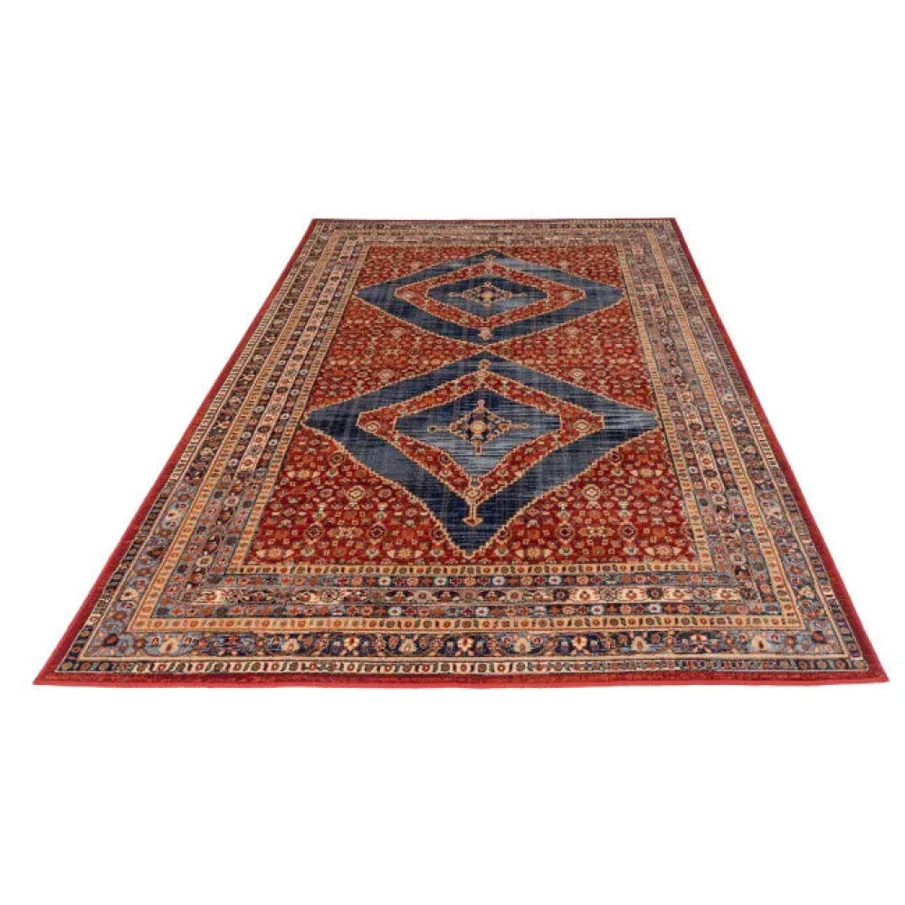 Tapis oriental rouge à losanges - Laine