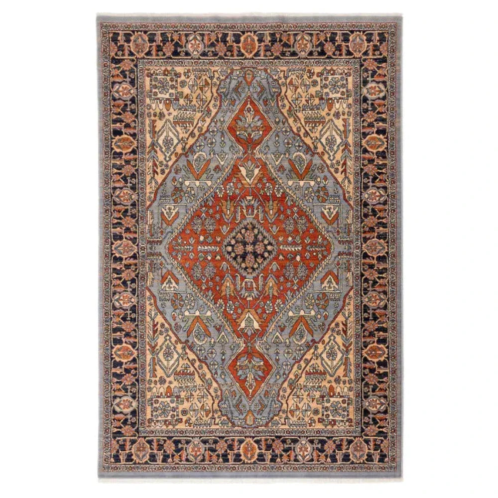 Tapis oriental noir beige rouge MOTO