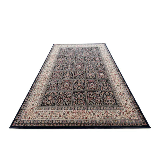 Tapis d'orient noir floral AKKA