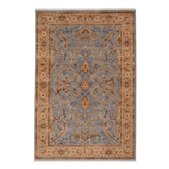 Tapis oriental bleu beige doux
