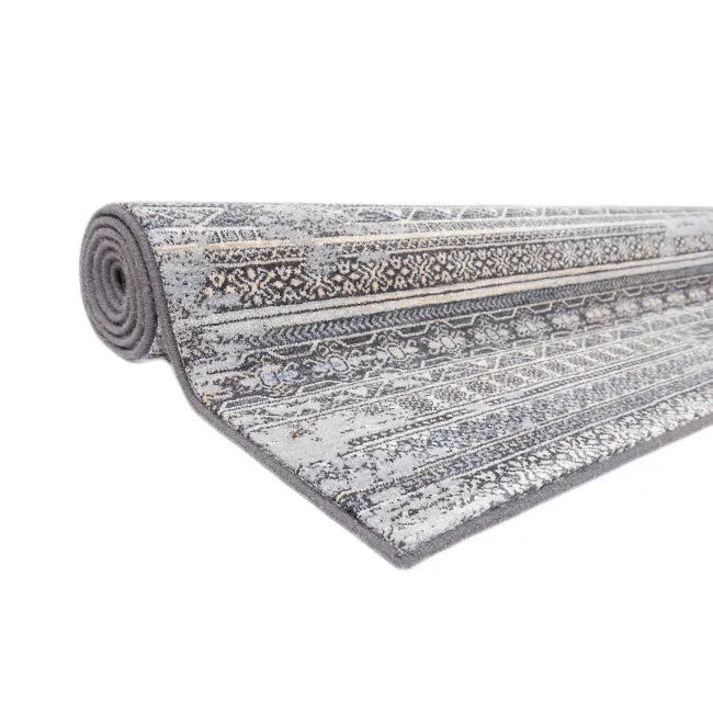 Tapis oriental gris style vintage - Laine