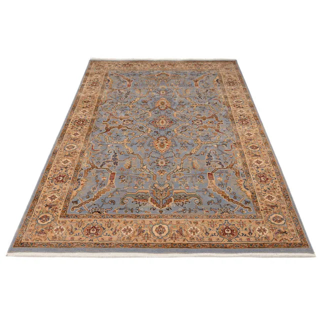 Tapis oriental bleu beige doux