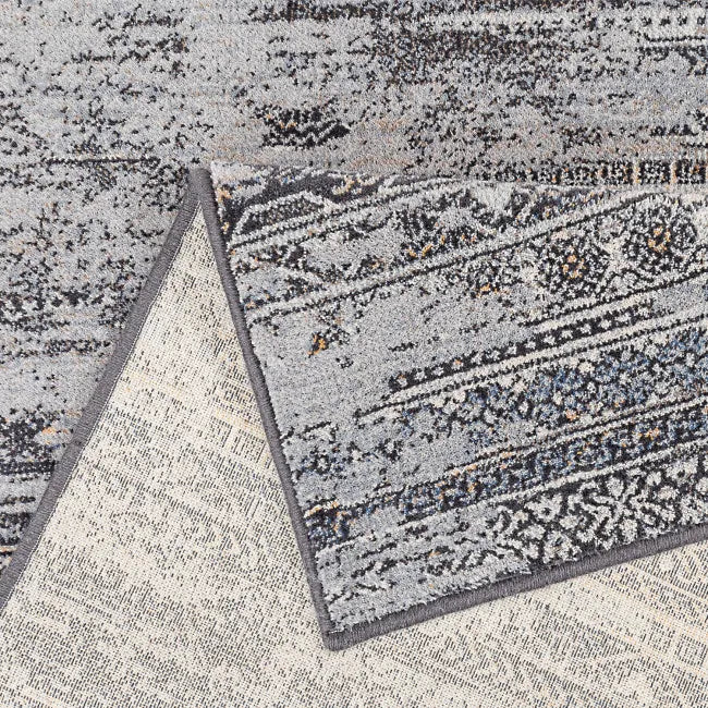 Tapis oriental gris style vintage - Laine