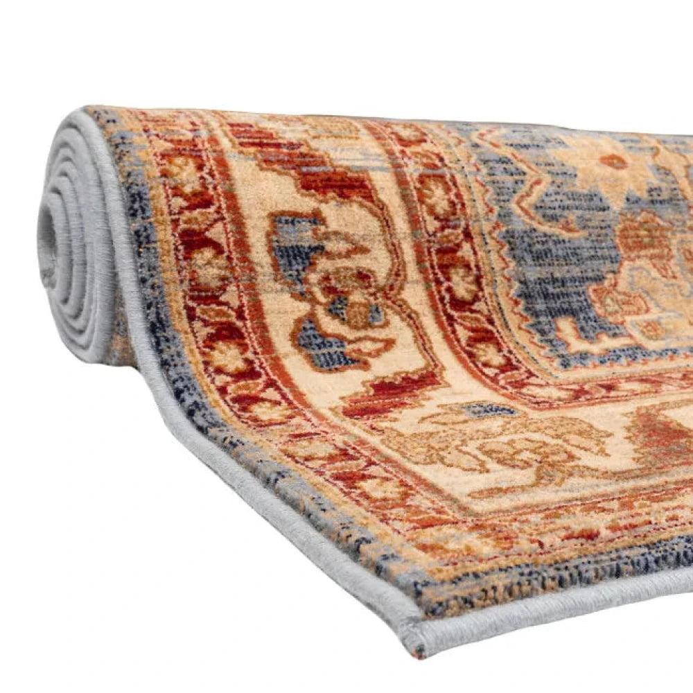 Tapis oriental beige bleu rouge - Laine