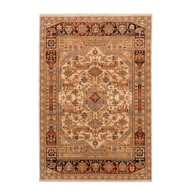 Tapis oriental traditionnel beige et noir