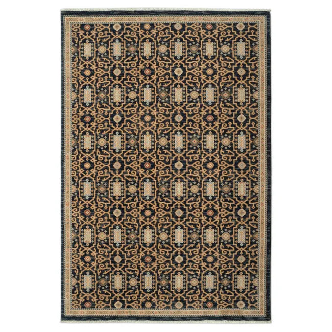 Tapis persan noir symétrique SINA