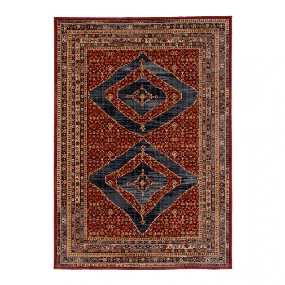 Tapis oriental rouge à losanges - Laine
