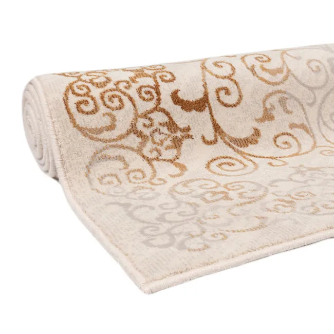 Tapis persan style vintage crème et marron - Laine