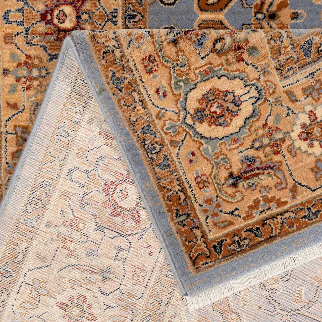 Tapis oriental bleu beige doux