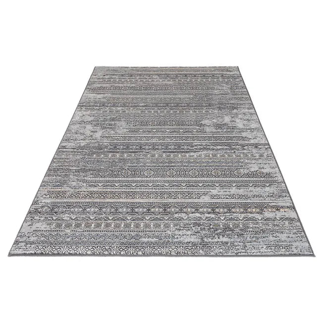 Tapis oriental gris style vintage - Laine