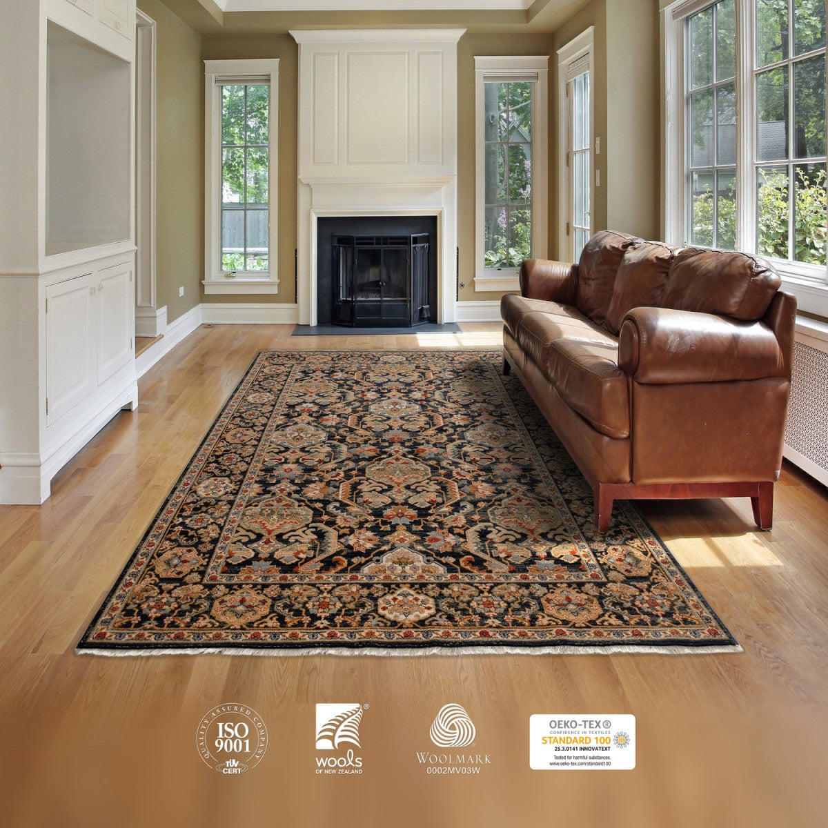 Tapis Oriental Noir en laine MOTA
