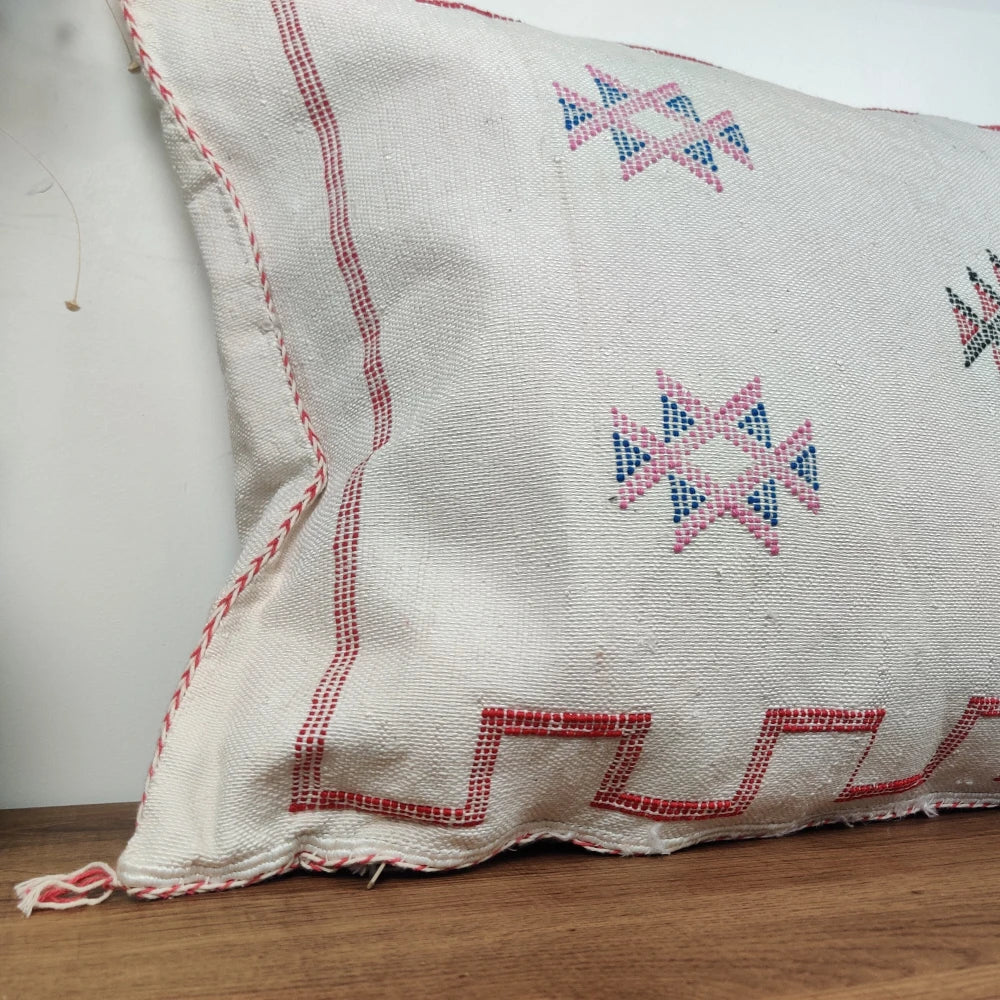 Long Coussin Sabra blanc tribal - MAZIR Décoration