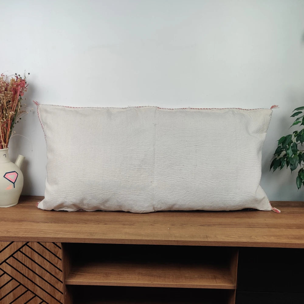 Long Coussin Sabra blanc tribal - MAZIR Décoration