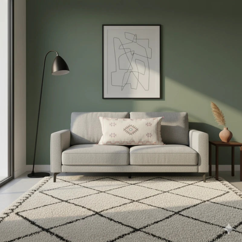 Long Coussin Sabra blanc tribal